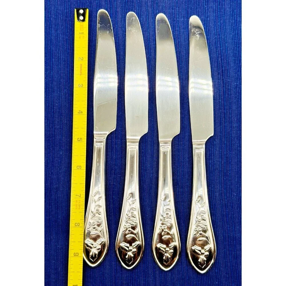 Pfaltzgraff Winterberry Holly Dinner Knife Stainless No Color Flatware Lot of 4‎